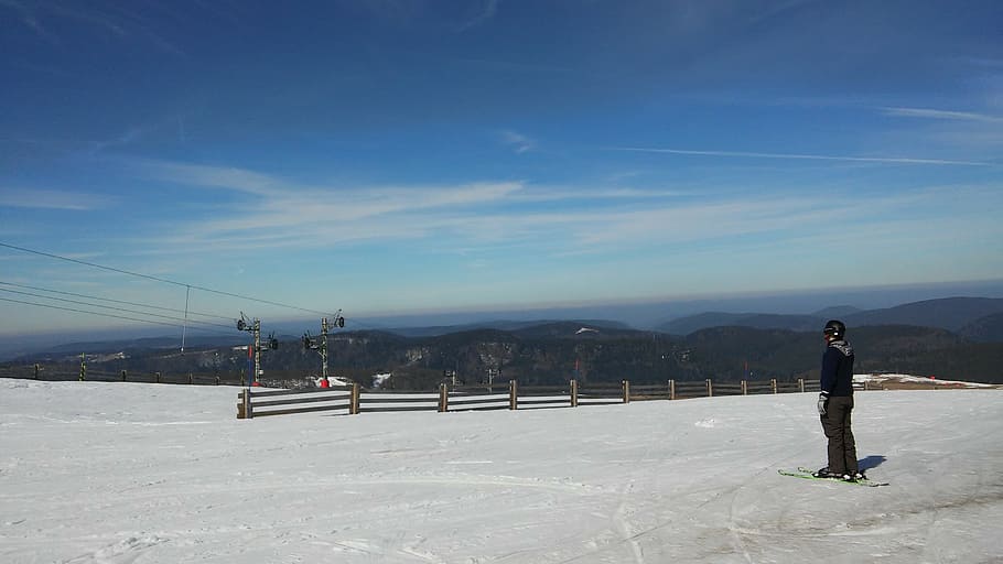 ski, snow, mountain, panoramic, blue, sky, track, sun, vosges HD wallpaper