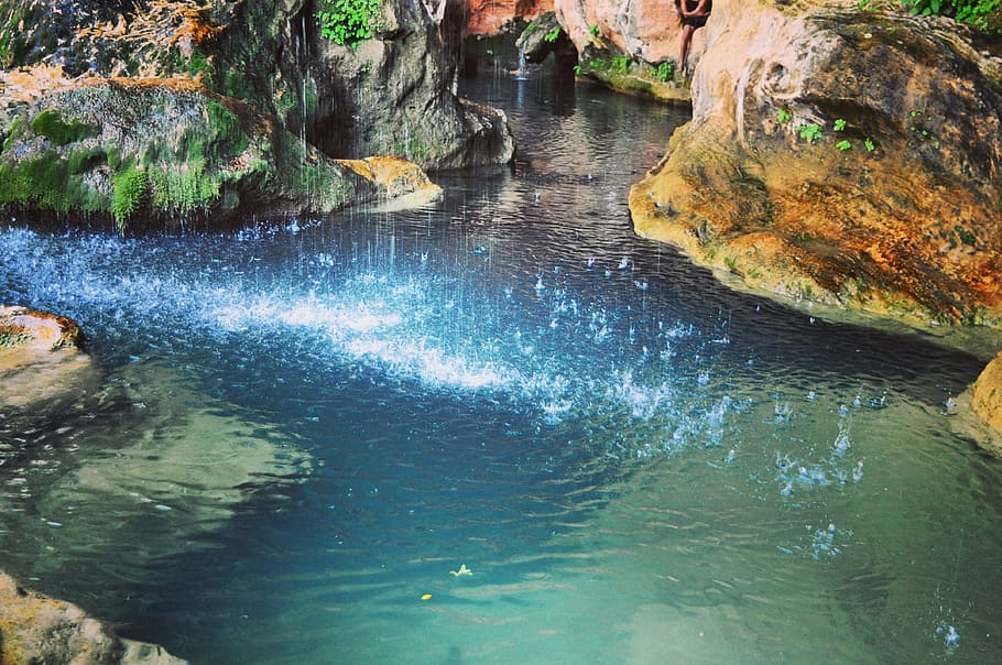 cave, mountain, morocco, water, rock, rock - object, solid HD wallpaper