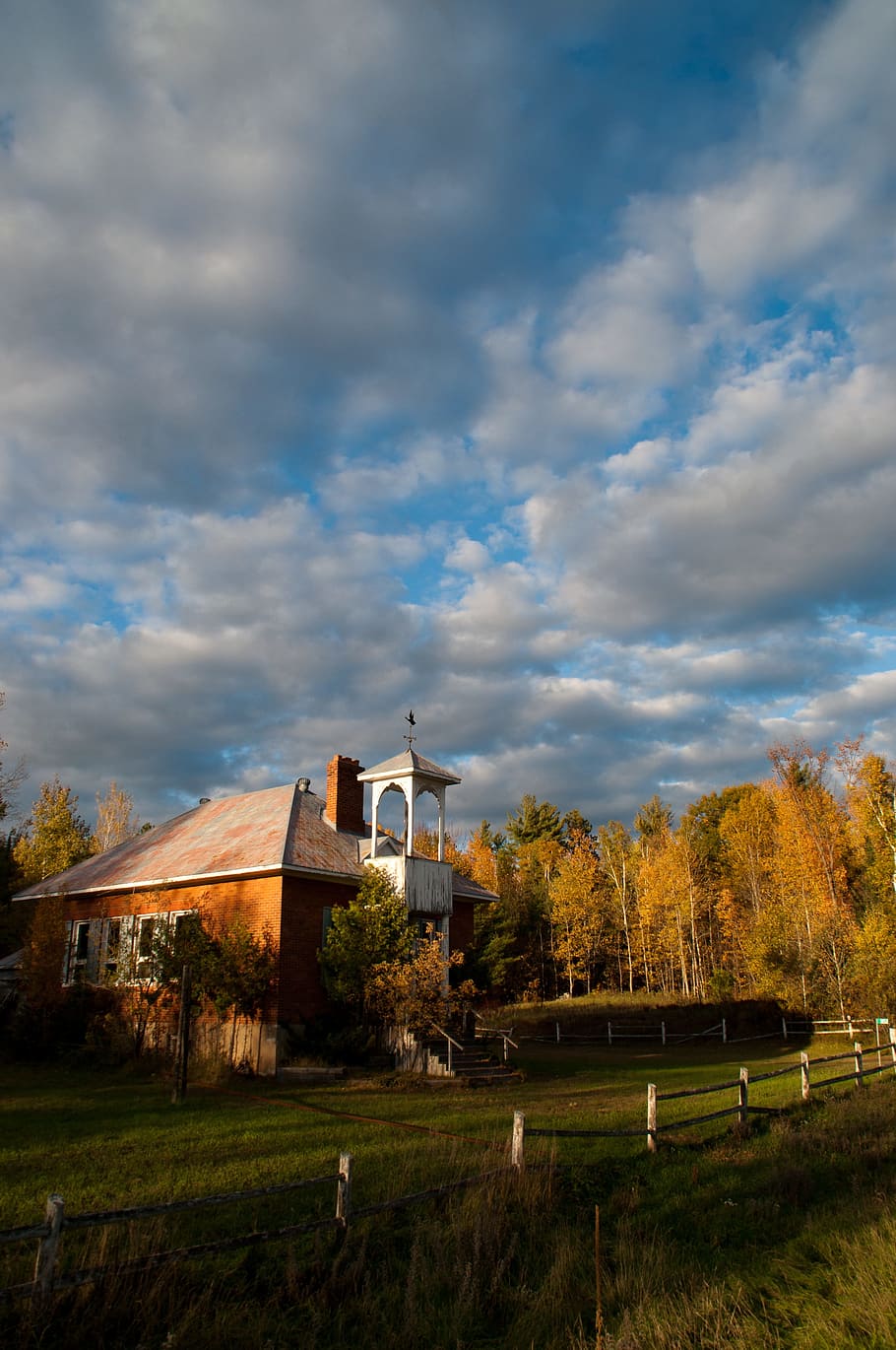 fall, sky, clouds, autumn, landscape, yellow, leaves, foliage HD wallpaper