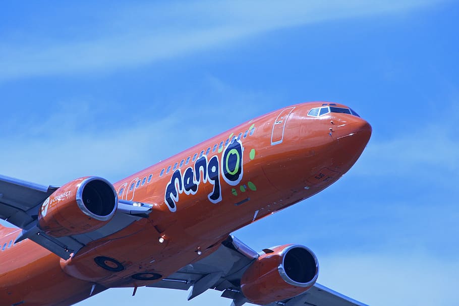 jet, 737, boeing, orange, display, flying, low, fly-past, mango HD wallpaper