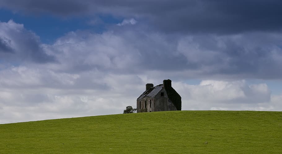 Island, Irish, Ocean, cloud - sky, field, no people, landscape HD wallpaper