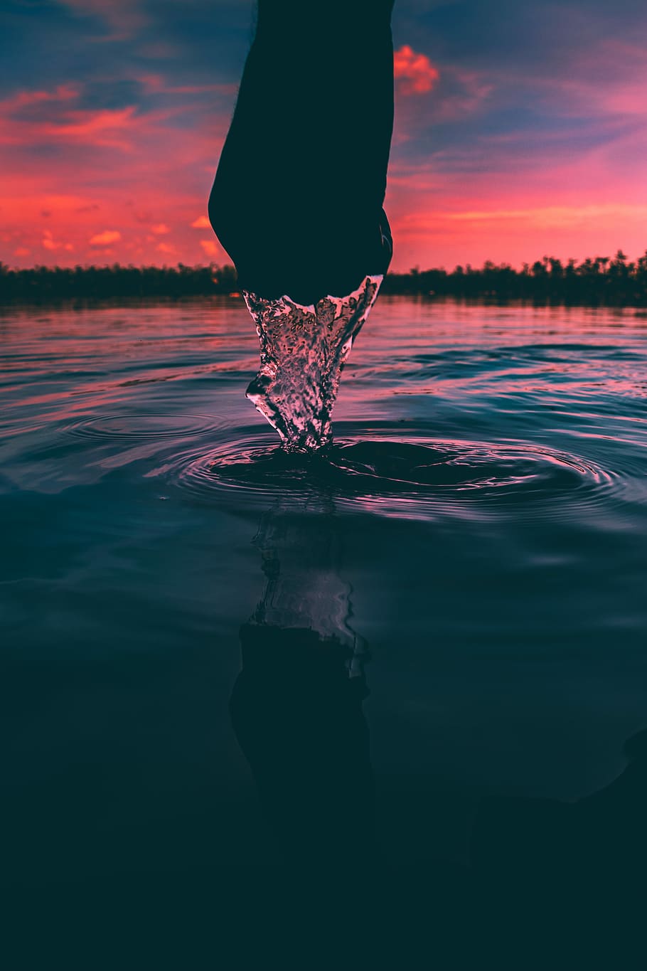 love, person grabing water, reflection, drop, droplet, deep, sunset HD wallpaper