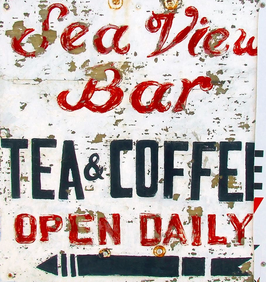 white board showing Sea View, sign, cafe, old sign, weathered, HD wallpaper