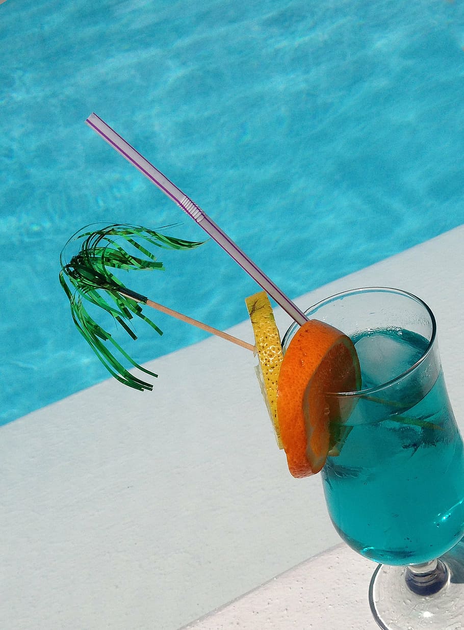 beverages, water, blue, fresh, cold, fruit, holiday, summer HD wallpaper