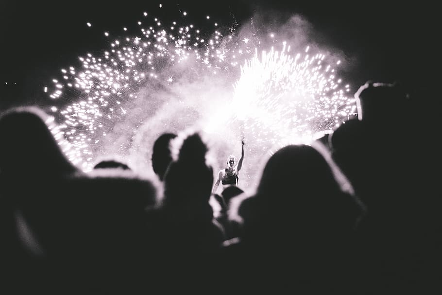 concert, dancing, stage, lights, crowd, people, audience, hands HD wallpaper