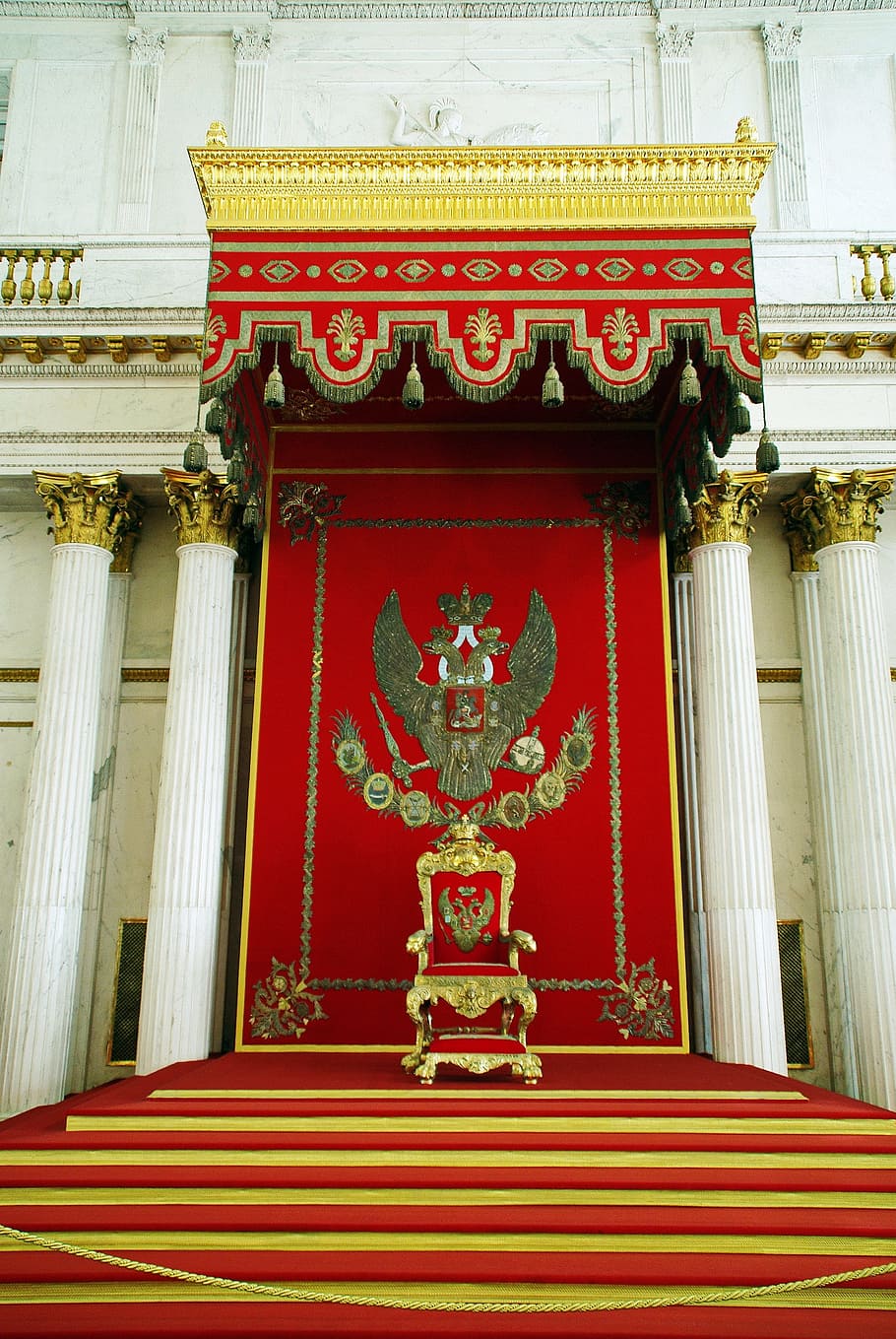 red and gold chair, Russia, St-Petersburg, Hermitage, Throne, HD wallpaper