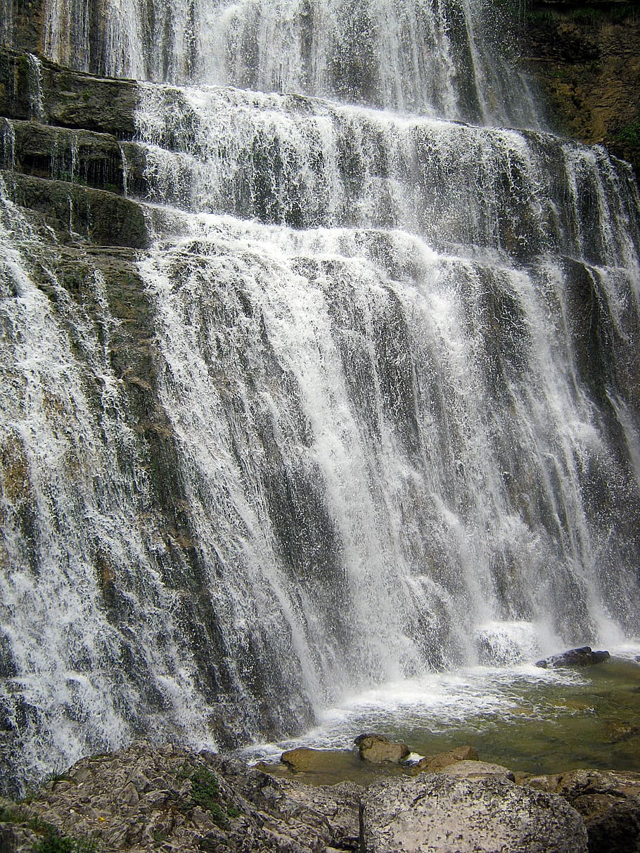 waterfall, herrisson, large, force, scenics - nature, beauty in nature HD wallpaper