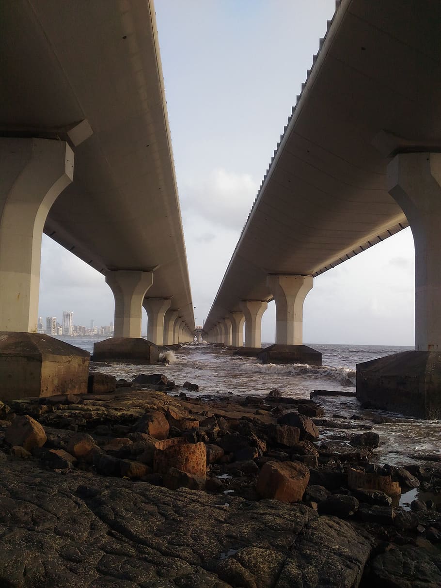 bridge, architecture, outdoors, sky, concrete, built structure HD wallpaper