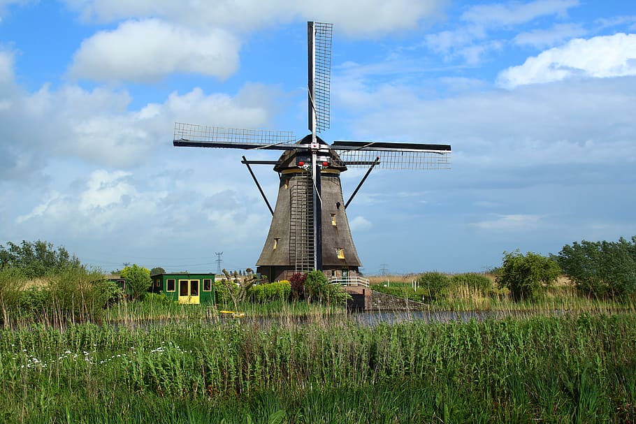 windmill, netherlands, pinwheel, renewable energy, fuel and power generation HD wallpaper