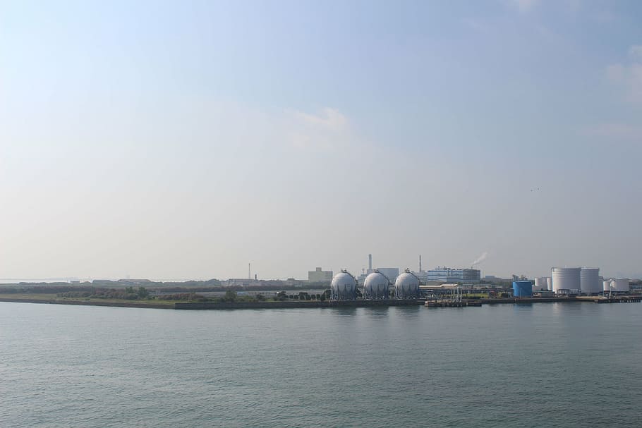 osaka, japan, building, structure, water, architecture, building exterior HD wallpaper