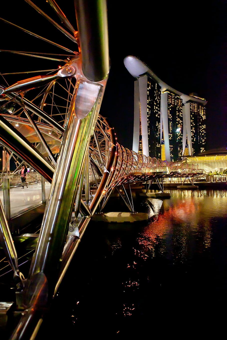 marina bay sands during daytime, night, illuminated, famous Place HD wallpaper