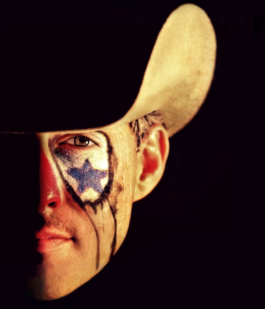 cowboy, man, hat, portrait, black background, headshot, studio shot HD wallpaper