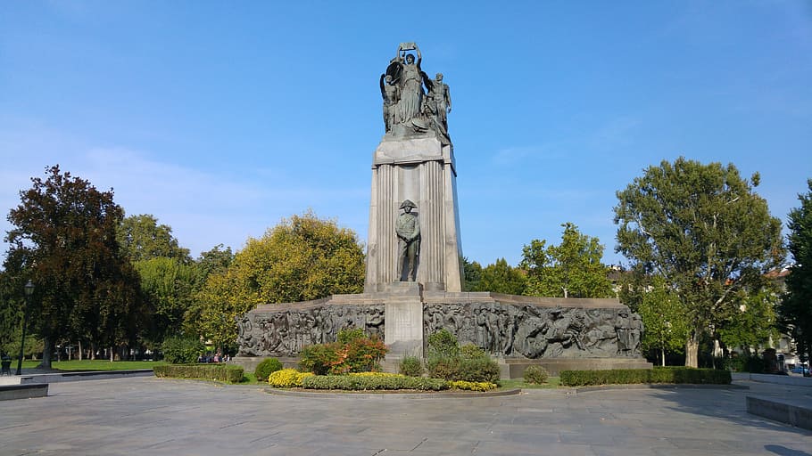 torino, piemonte, italy, statue, piazza, plant, tree, art and craft HD wallpaper