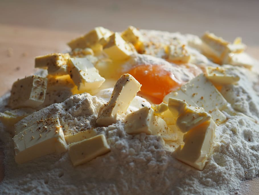 bake, dough, egg, butter, flour, sugar, knead, ingredients HD wallpaper