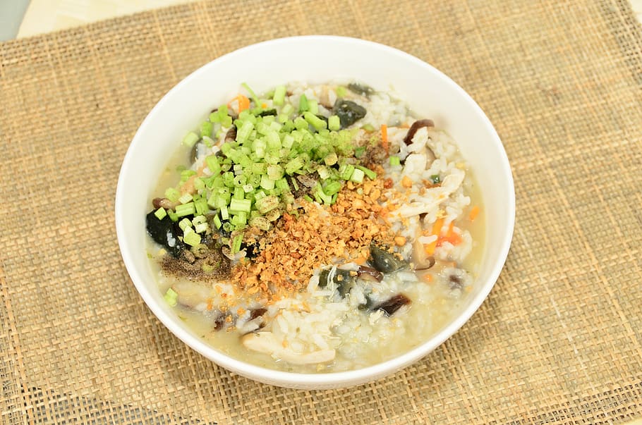 congee, preserved egg, when the vegetables, food and drink