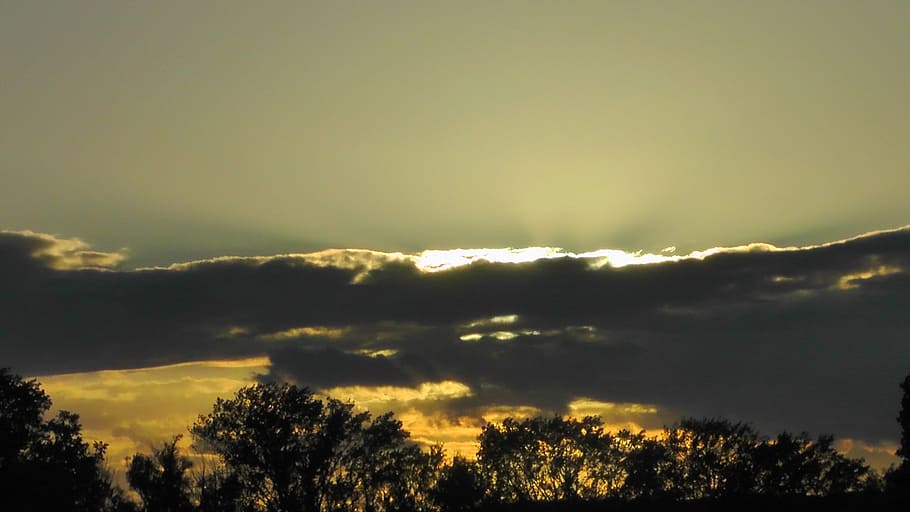 sunset, evening sky, clouds, twilight, nature, lichtspiel, reflection HD wallpaper