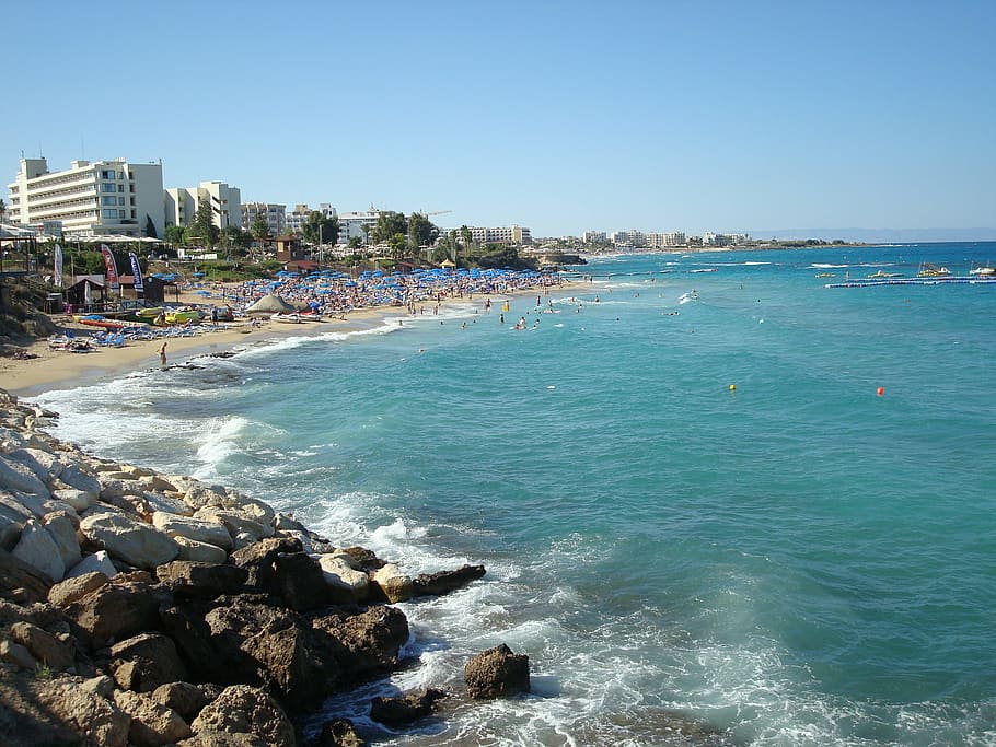 cyprus, beach, sea, water, land, architecture, building exterior HD wallpaper