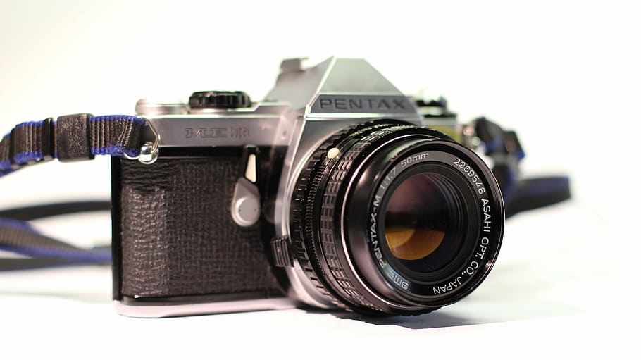 black Pentax DSLR camera, old, retro, fujifilm, photo, nostalgia HD wallpaper