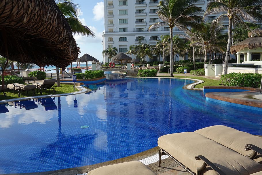 Cancun, Pool, Holiday, Rest, water, swimming pool, building exterior HD wallpaper