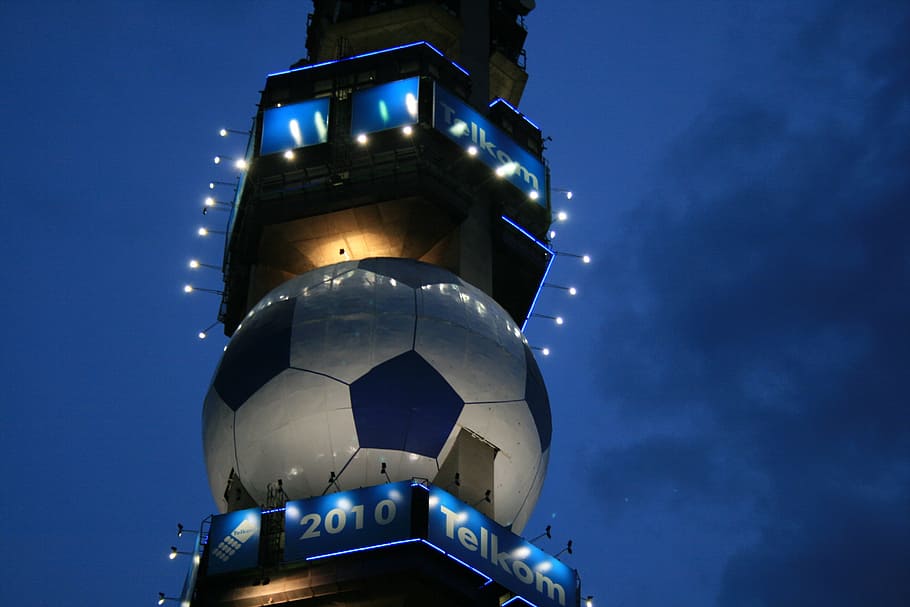 tower, telkom, tall, lights, communication, soccer, ball, world cup HD wallpaper