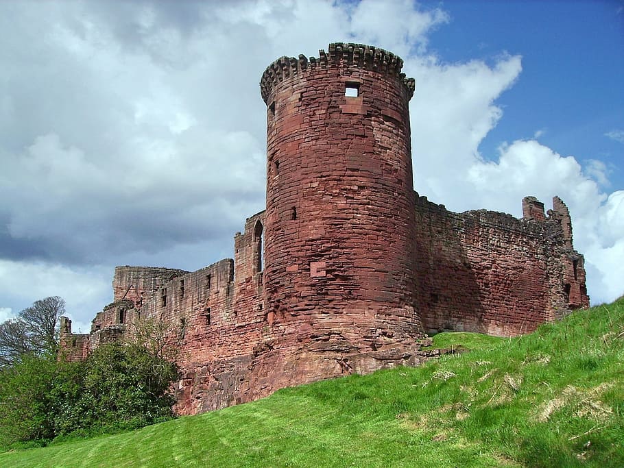 HD wallpaper: Scotland, Bothwell Castle, Medieval, round tower, red ...