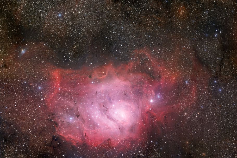 red and black galaxy, lagoon nebula, messier 8, ngc 6523, emission nebula