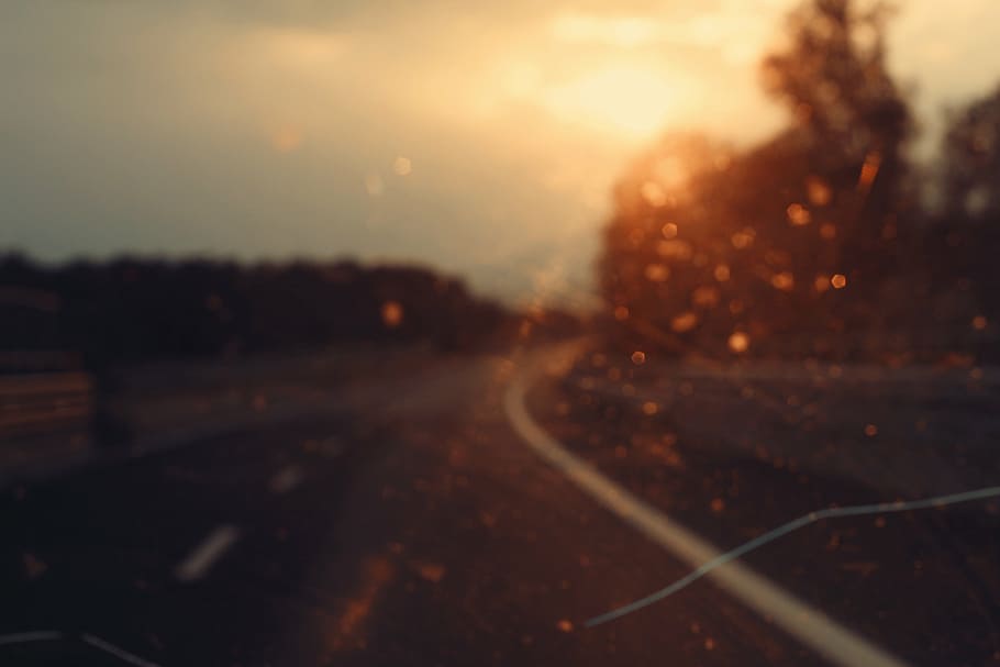 background, blur, blurred, car, drunken, street, vehicle, sunset, HD wallpaper