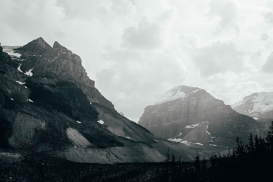snow-covered mountains during cloudy day, mountain with snow at daytime HD wallpaper