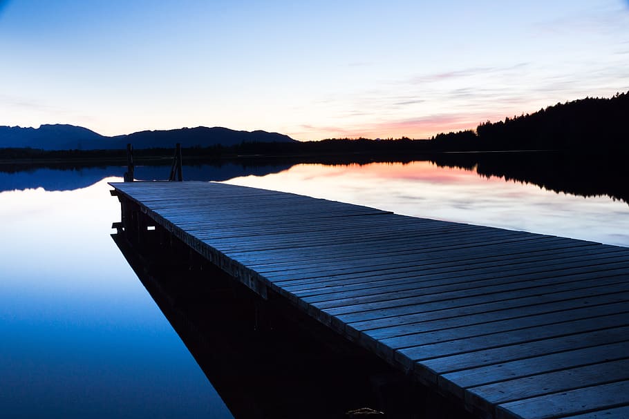 brown wooden walk bridge, kirchsee, bavaria, web, river, lake HD wallpaper