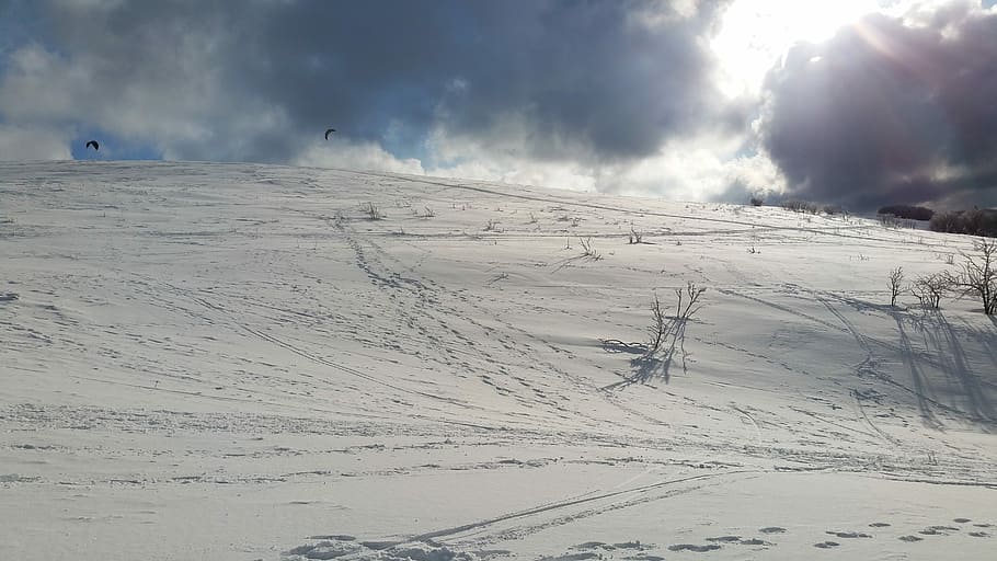 mountain in winter, vosges, snow, cloud - sky, cold temperature HD wallpaper