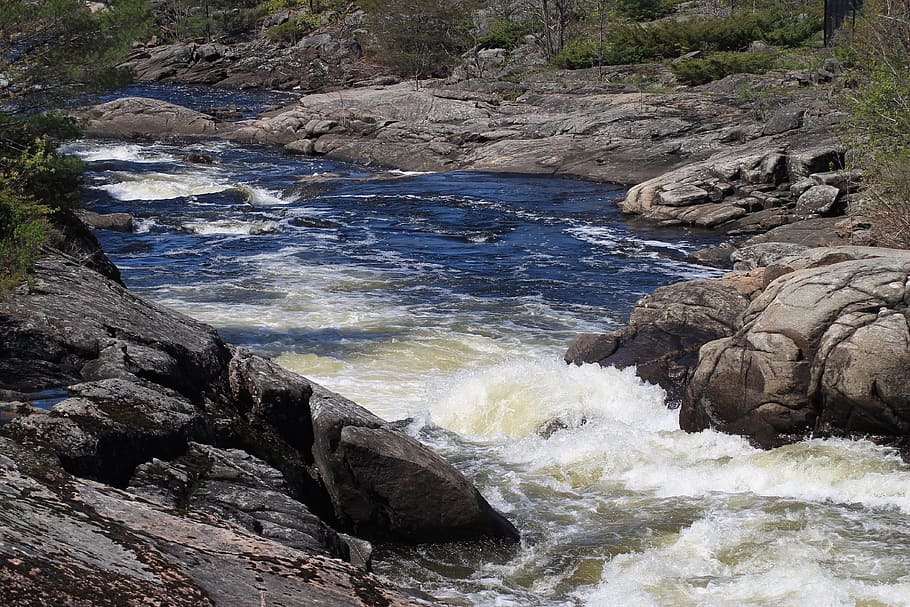 river, waterfall, landscape, natural, scenic, rock, stone, ontario HD wallpaper