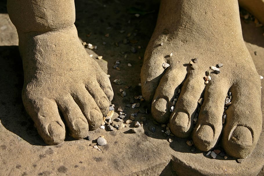 feet, ten, figure, monument, sculpture, stone, pebble, giant, HD wallpaper