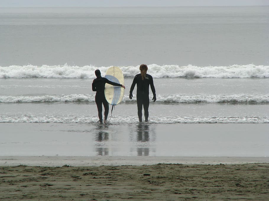 Ocean, Beach, Surf, Surfing, Sports, summer, outdoors, wetsuits HD wallpaper