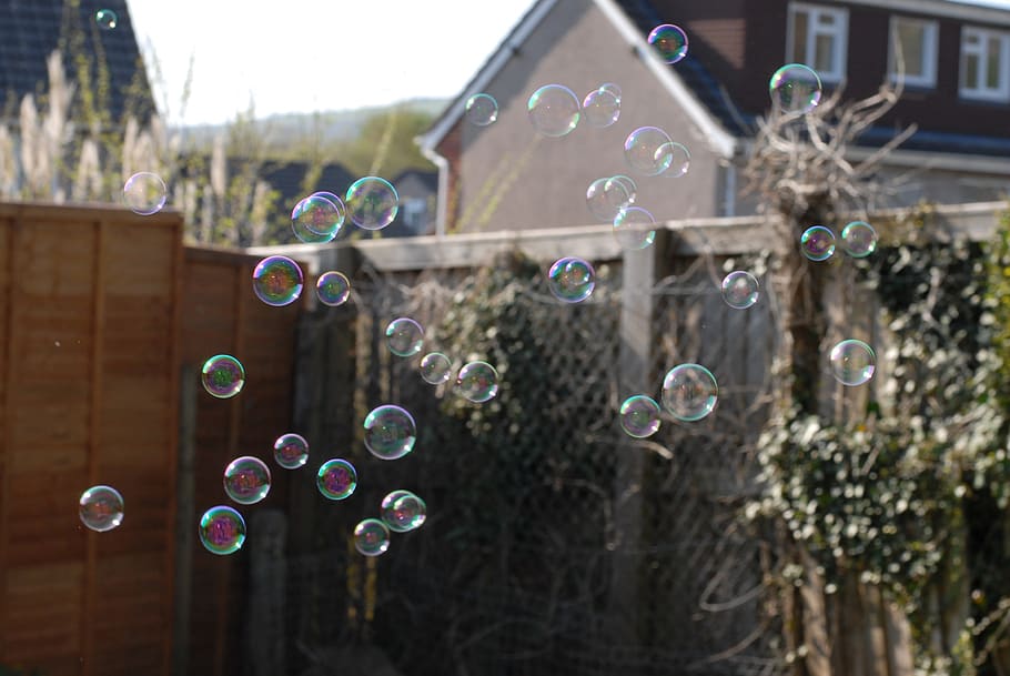bubbles, outside, fun, summer, happy, blowing, nature, happiness HD wallpaper