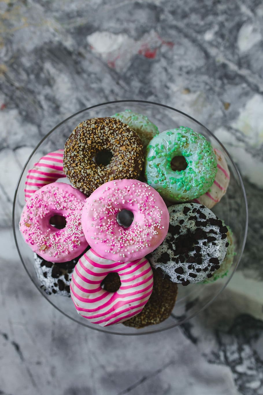 Colorful donuts, cute, sweet, tasty, delicious, baked, doughnut