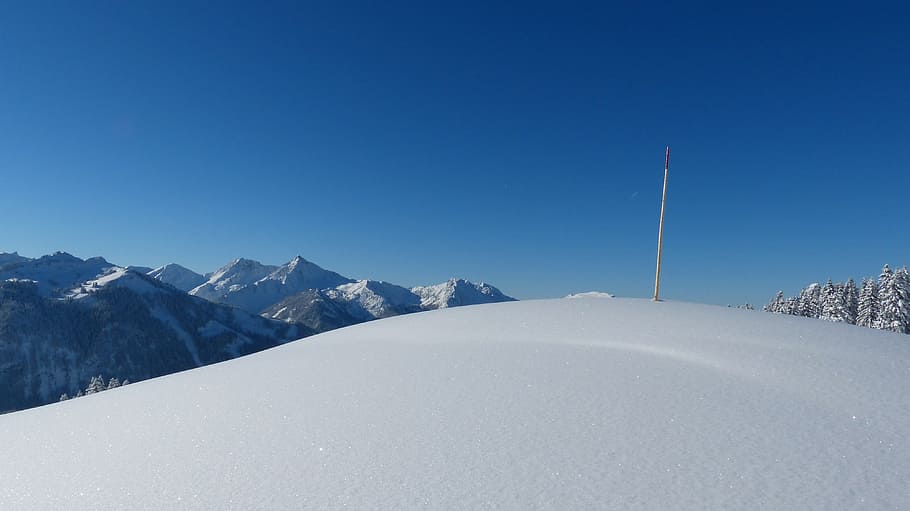 white hill near mountain ranges, tyrol, tannheimertal, gaishorn