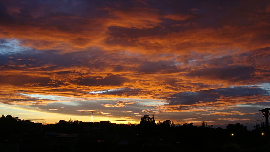 sunset, dawn, panoramic, nature, outdoors, sky, summer, landscape HD wallpaper
