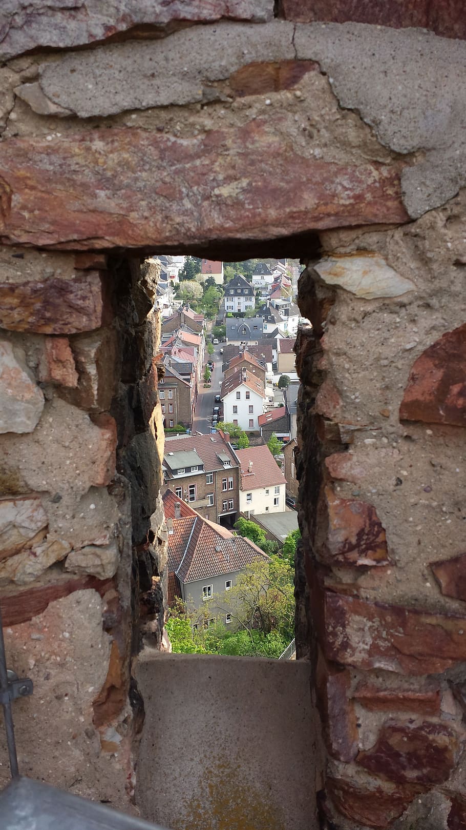 castle windows, embrasure, gathered, outlook, by looking, city, HD wallpaper