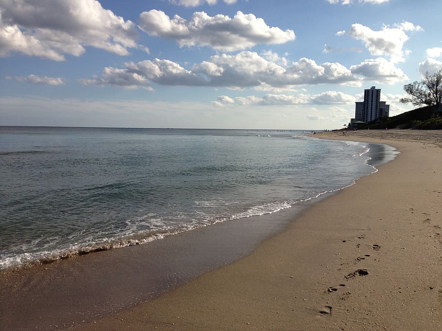 boca raton, florida, beach, sea, sand, coastline, water, land HD wallpaper