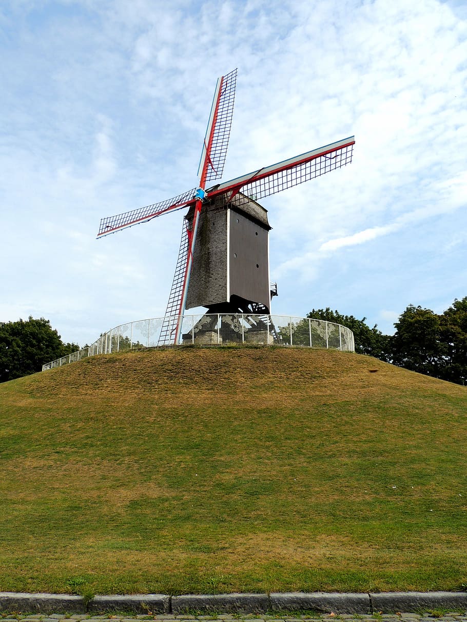 mill, belgium, green, renewable energy, wind power, wind turbine HD wallpaper
