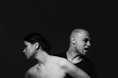 grayscale photo of man and woman, model, male, overview, exposure HD wallpaper