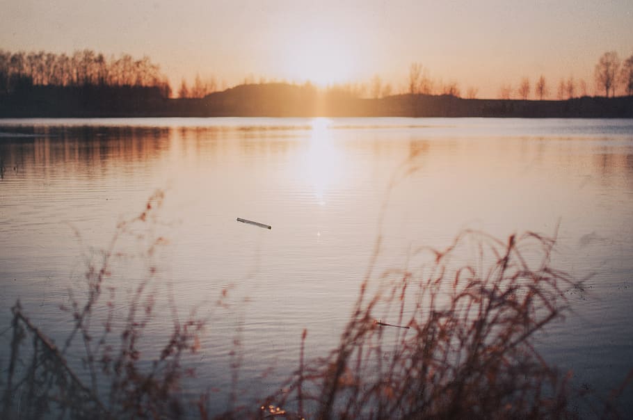 sunset, lake, landscape, water, reflection, tranquility, beauty in nature HD wallpaper