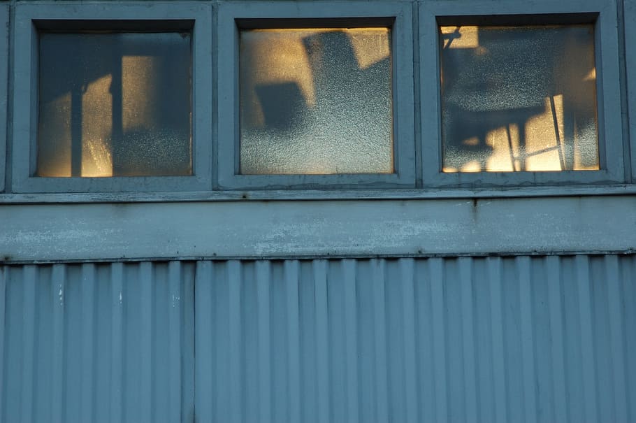 Windows, Wall, Glass, Building, exterior, shadow, blue, metal HD wallpaper