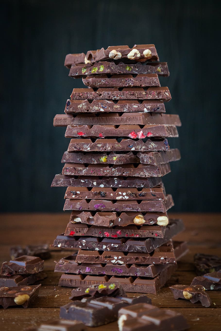 pile of chocolate bars, abundance, sweets, candy, food, chocolate candy