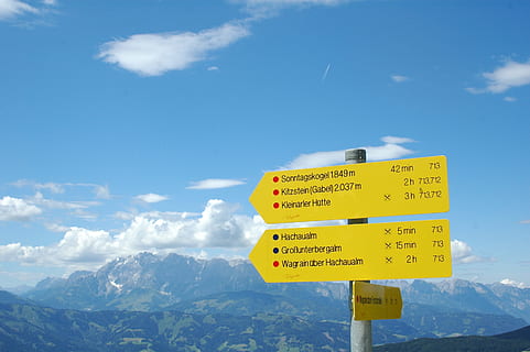 austria, walk, signpost, wanderweg, europe, hiking, outdoor HD wallpaper
