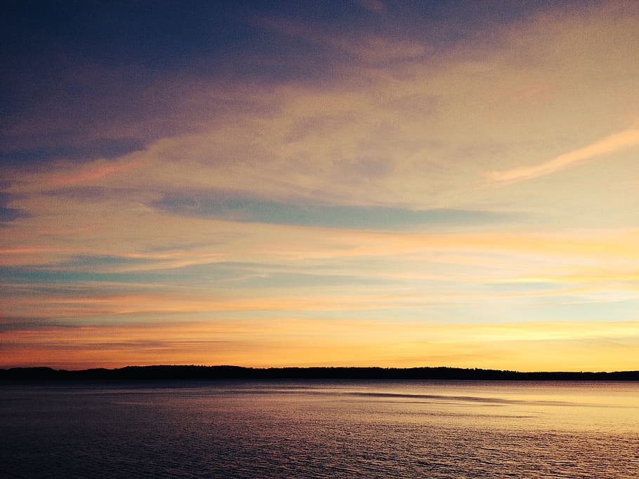seascape photography of sea during sunset, sky, passion, landscape HD wallpaper