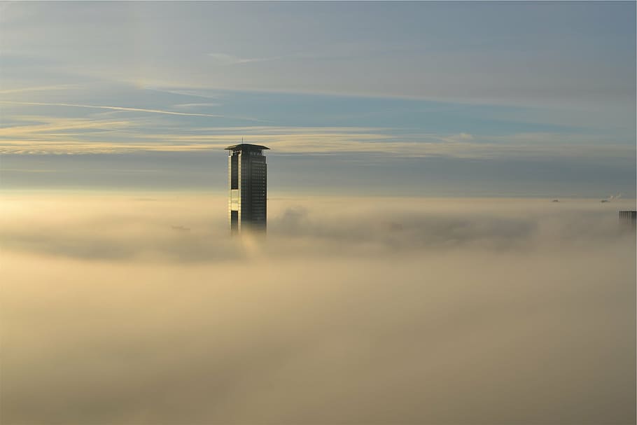 gray skyscraper, photo, tower, clouds, daytime, building, high rise HD wallpaper