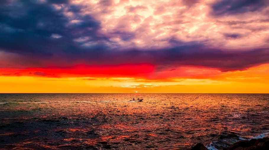 denmark, sunset, dusk, sky, clouds, sea, ocean, water, beautiful HD wallpaper
