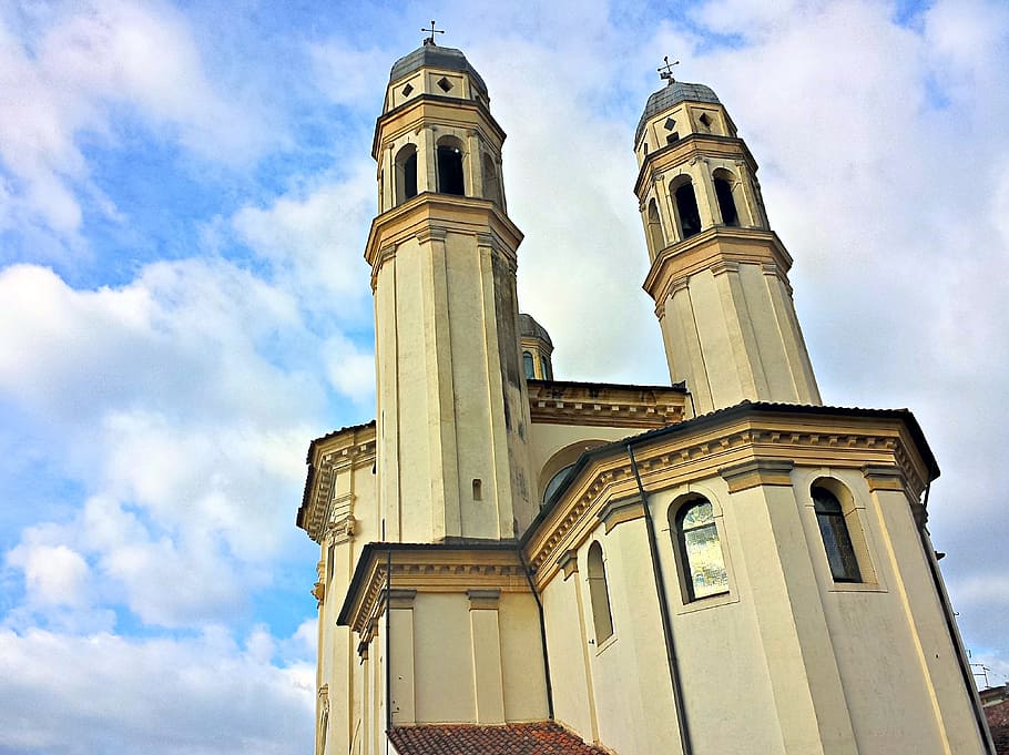 church, padova, este, construction, religion, sky, low angle view HD wallpaper
