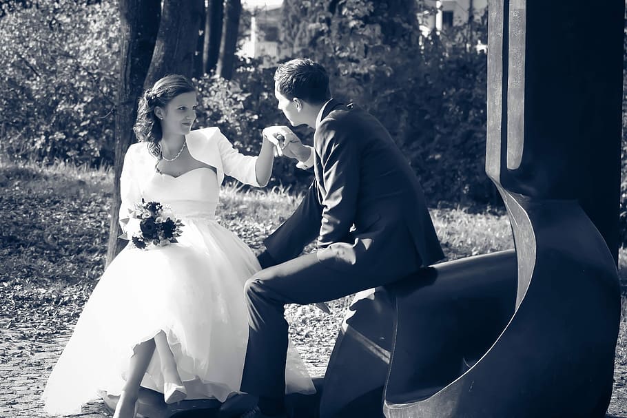 Wedding, Pair, Bride, Groom, Human, happy, marry, heterosexual couple HD wallpaper